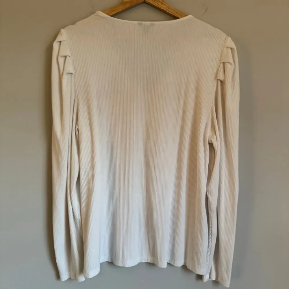 Ann Taylor Cream V-Neck Blouse - Picture 8 of 11